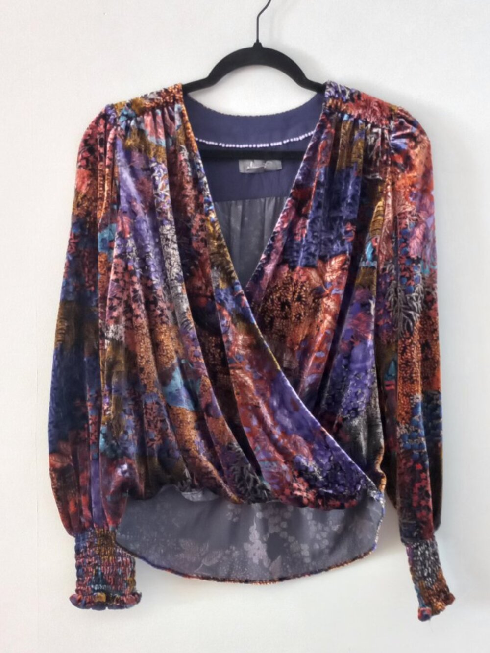 ANTHROPOLOGIE  stretch velour crossover top
